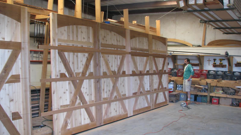 Custom Wood Garage Door Being Built
